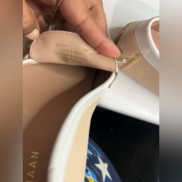 Cole Haan Driver Loafers Evelyn Bow Embossed Leather Shoes Women’s 10 Nude White - Picture 4 of 6